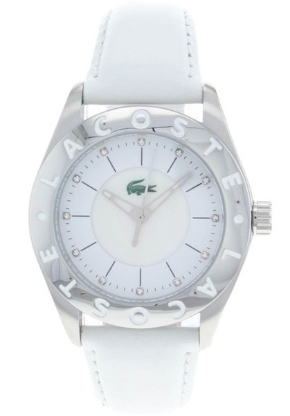 LACOSTE Mod. BIARRITZ LADY - SS CASE - LEATHER STRAP - WHITE DIAL - QUARTZ - ONLY TIME - MINERAL GLASS - 38mm - 3atm