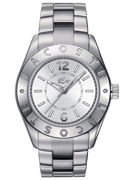 LACOSTE Mod. BIARRITZ  GENT - SS CASE - SS  STRAP - WHITE DIAL - QUARTZ - ONLY TIME - MINERAL GLASS - 38mm - 3atm