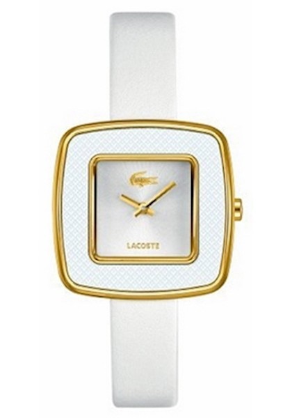 LACOSTE Mod. MANILA LADY S/S GOLD PLATED CASE LEATHER STRAP 32mm wr 3atm