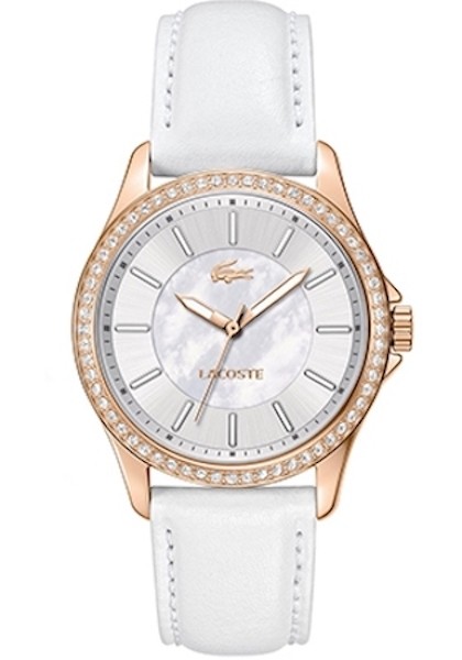 LACOSTE Mod. SOFIA LADY - SS ROSE GOLDPLATED CASE - LEATHER STRAP - WHITE DIAL - QUARTZ - ONLY TIME - MINERAL GLASS - 38mm - 3atm