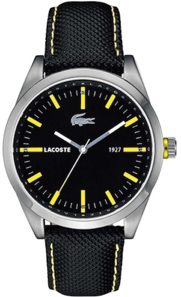 LACOSTE Mod. MONTREAL QUARTZ DATE GENT S/S CASE LEATHER STRAP 44mm