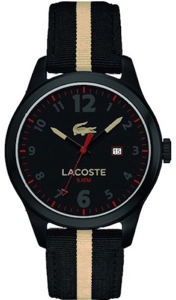 LACOSTE Mod. AUCKLAND QUARTZ GENT S/S BLACK PVD CASE - NYLON STRAP - 44mm 5atm