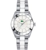 LACOSTE Mod. BIARRITZ LADY - SS CASE - SS&LEATHER STRAP - WHITE DIAL - QUARTZ - ONLY TIME - MINERAL GLASS - 38mm - 3atm