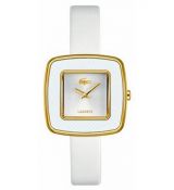 LACOSTE Mod. MANILA LADY S/S GOLD PLATED CASE LEATHER STRAP 32mm wr 3atm