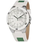 LACOSTE Mod. TORONTO GENT - SS CASE - CANVAS/LEATHER STRAP - WHITE DIAL - QUARTZ - ONLY TIME - MINERAL GLASS - 44mm - 5atm