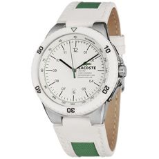 LACOSTE Mod. TORONTO GENT - SS CASE - CANVAS/LEATHER STRAP - WHITE DIAL - QUARTZ - ONLY TIME - MINERAL GLASS - 44mm - 5atm